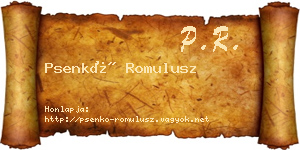 Psenkó Romulusz névjegykártya